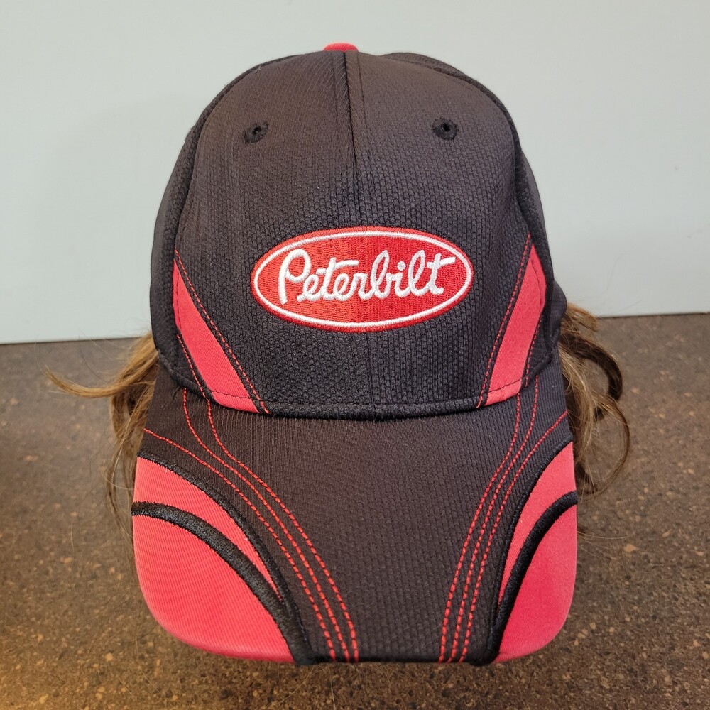 Peterbilt Baseball Cap Men Black Red Curved Brim Embroidered Logo Adjustable Hat